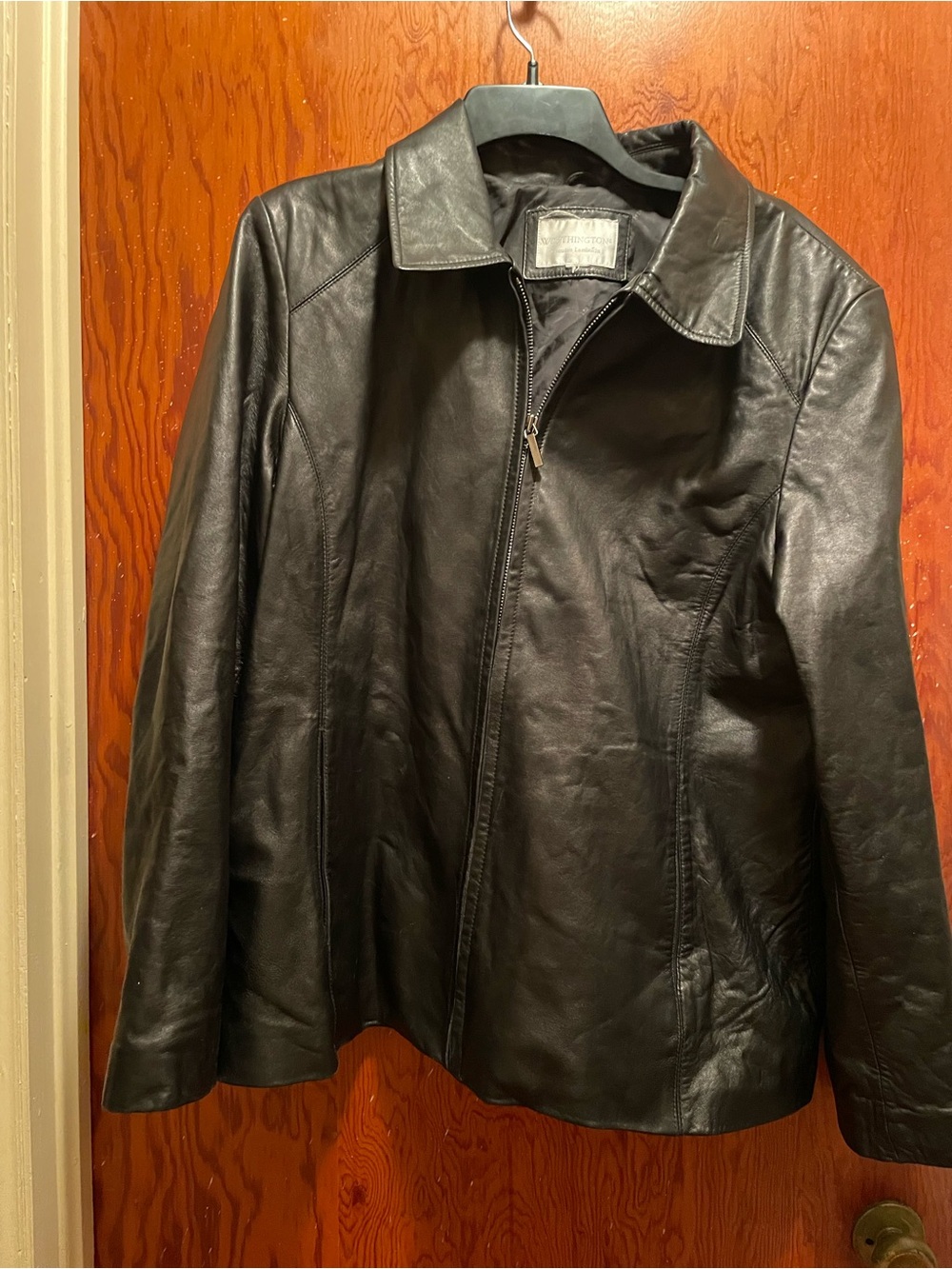 Worthington Black Leather Zip-Front Jacket
